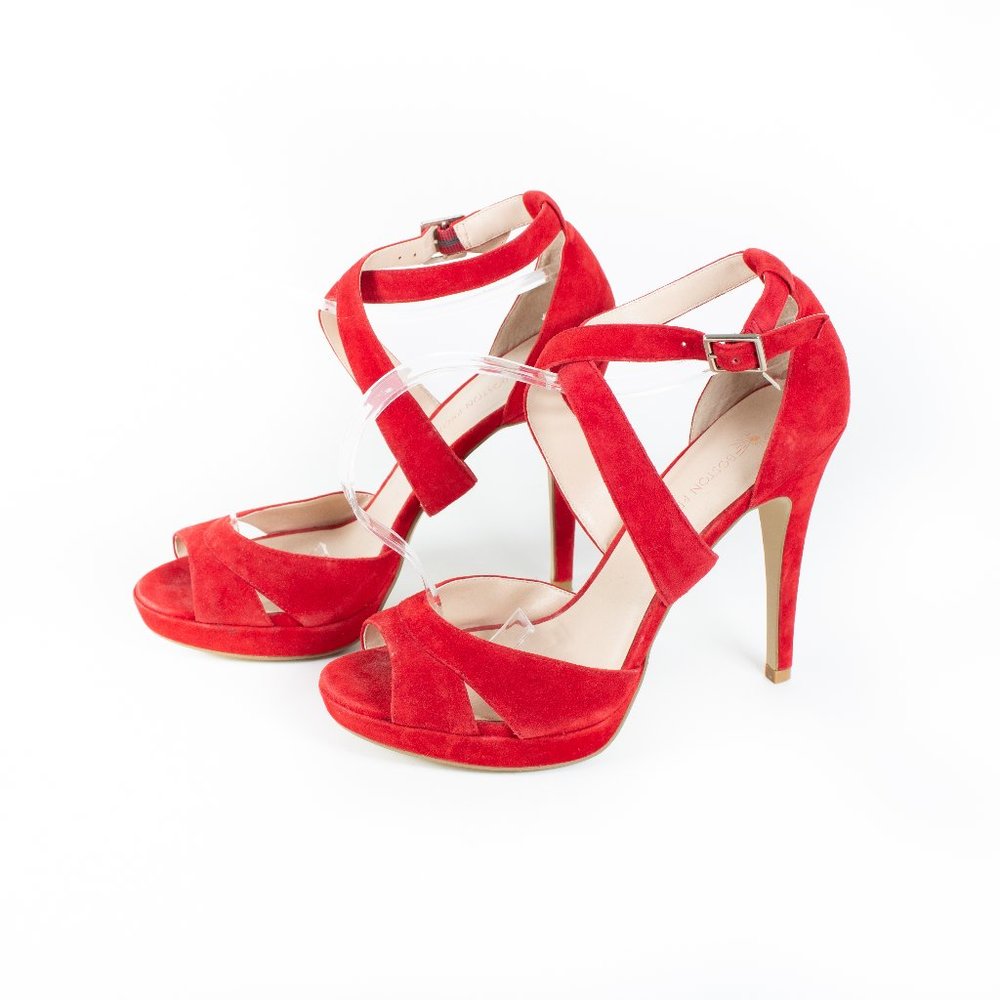 Boston Proper Red Microsuede Heels Size 10M